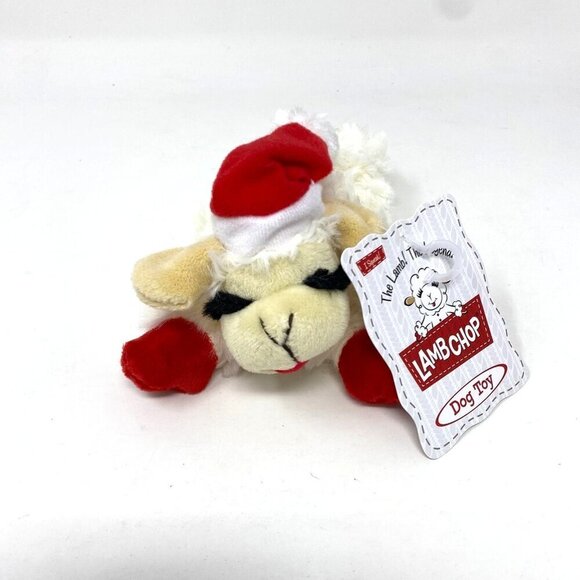 Multipet 6" Christmas TV Lamb Chop with Santa Hat Dog Plush Toy Small New Tags - Picture 2 of 9